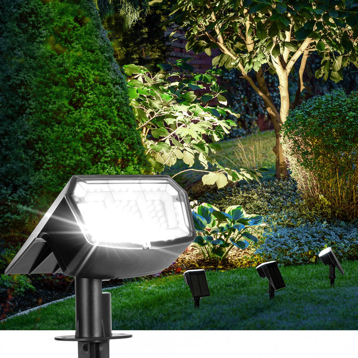 AUDERWIN Solar Spot Lights Outdoor Waterproof 4 Pack IP65, 63 LED 3 Lighting Modes Spotlights for Yard Garden House Garage Pathway