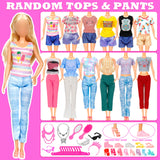 58 Pcs Doll Clothes and Accessories, 5 Wedding Gowns 5 Fashion Dresses 4 Slip Dresses 3 Tops 3 Pants 3 Bikini Swimsuits 20 Shoes for 11.5 inch Doll Christmas Stocking Stuffers Girls Gift Age 5-7 8-10