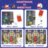 Advent Calendar 2024 Christmas Puzzle for Kids Adults - Christmas Facade 1008 Pieces 24 Boxes Puzzles Advent Calendars for Countdown to Christmas Toys Gift Puzzle for Boys Girls (27.6 in x 19.7 in)