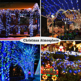 KNONEW 403FT 1000 LED Christmas Lights Outdoor String Light with 8 Modes and Timer Memory Waterproof Fairy Lights Decorations for Xmas Tree Yard Wedding Backdrop Decor(Blue and White)