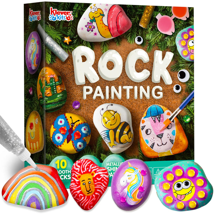 JOYIN Rock Painting Kit for Kids, Arts and Crafts for Girls & Boys Ages 6-12, DIY Supplies for Painting Rocks, Easter Craft Kits Art Set, Toddler Birthday Christmas Presents, Family Indoor Activity