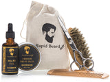 Beard Grooming & Trimming Kit for Men Care - Beard Brush, Beard Comb, Unscented Beard Oil Leave in Conditioner, Mustache & Beard Balm Butter Wax Growth, Styling - Stocking Stuffers Set