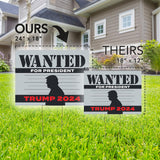 Swift Signs - Trump Wanted for President Yard Sign - MAGA Patriotic Slogan - Presidential Election 2024 Republican Outdoor Decor for Home, Window or Office - Durable Lawn Sign with H-Stake - Weatherproof, Corrugated Plastic 24x18 inches