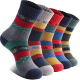 EBMORE Womens Super Thick Christmas Wool Crew Winter Socks 5-Pack Mixed Colors 24cm-28cm(CN);38-46(EU);6.5-10.5(US);5.5-9.5(UK)