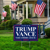 Trump Vance Yard Sign, Trump JD Vance 2024 Yard Sign,18×12 Inch Take America Back with H Stake Double Sided, Donald Trump Merchandise Yard Sign Display for President Outdoor Decorations Party Supplies