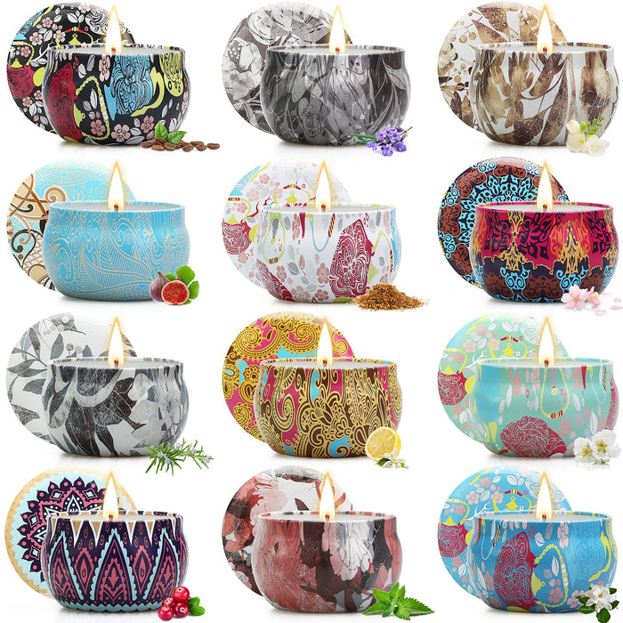 Candles, Candles Gifts for Women, 12 Pack Scented Candles, Soy Candles, Christmas Gifts for Women, Stress Relief & Body Relax, Ideal Gifts for Women Birthday, Valentines Day, Thanksgiving