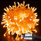 JMEXSUSS Connectable Orange Halloween Lights Indoor, 33ft 100 LED Orange String Lights Outdoor Waterproof with 8 Modes, Plug in Orange Christmas Lights Clear Wire for Halloween Thanksgiving Fall