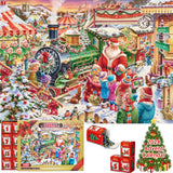 2024 Jigsaw Puzzle Advent Calendar For Adult And Kids,Christmas 24 Box Calendario De Adviento De Rompecabezas 1000 Pieces | Countdown Holiday Gift For Teenage, Boys And Girl | 19.7 in x 27.5in (Train)