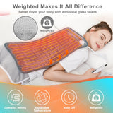 Weighted Heating Pad-Electric Heating Pads for Back,Neck,Abdomen,Moist Heated Pad for Shoulder,Knee,Hot Pad for Pain Relieve,Dry&Moist Heat & Auto Shut Off(Weighted Light Gray,12''×24'')