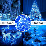 JMEXSUSS 33ft 100 LED Blue Lights for Christmas Tree Decor, 8 Modes Blue Christmas Lights Indoor Outdoor Waterproof Plug in, Clear Wire Blue Fairy String Lights for Tree, Xmas, Party, Garden