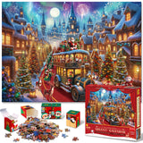 Jigsaw Puzzle Advent Calendar 2024 Christmas Puzzles for Kids and Adults 1008 Pieces Puzzles in 24 Boxes for Countdown Christmas Gifts for Boys Girls Men Women - Christmas Carnival(27.56 x 19.68 Inch)