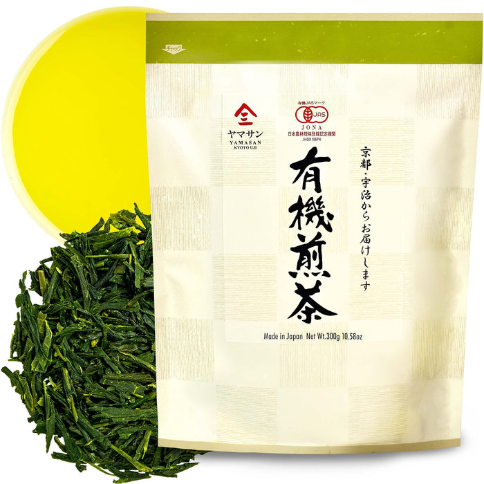 YAMASAN KYOTO UJI Green Tea leaves Sencha Bulk, JAS Certified Organic,Japanese Tea, Uji-Kyoto, 300g Bag