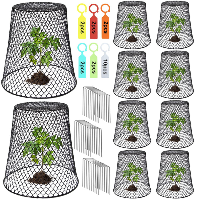 Dukelai 10 Pcs 9.13"×9.13" Chicken Wire Cloche Plant Covers Garden Netting Metal Heavy Duty Plant Protectors from Animals for Keeping Bunnies Chicken Squirrels Birds Other Out