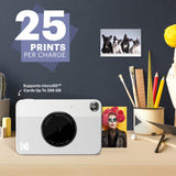 KODAK Printomatic Full-Color Instant Print Digital Camera - Colorful Photos On Zink 2x3" Sticky-Back Photo Paper - 5MP, Portable, Creative Fun Gift for Birthday, Christmas, Holiday - Grey