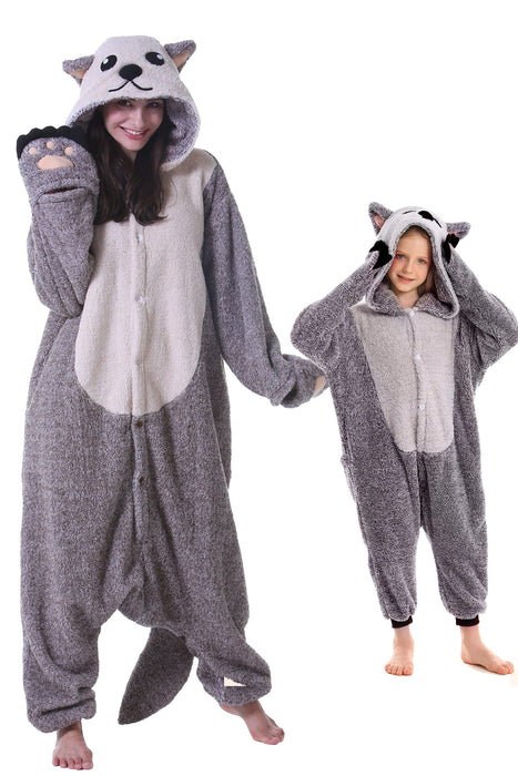 DELEY Unisex Kid Otter Onesie Pajamas, Flannel Animal One Piece Costume Sleepwear Halloween Cosplay Homewear