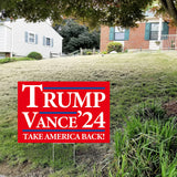 Probsin Trump Vance 2024 Yard Sign Double Sided 16" x 24" Trump Vance'24 Take America Back MAGA Signs Voted for Trump Vance Outdoor Decorations for Lawn, Garden, Window, Party Supplies (Red)