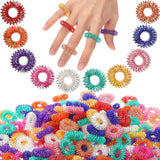 300 Pcs Acupressure Rings Spiky Fidget Toy Fidget Ring Sensory Rings Spiky Sensory Finger Rings Stress Relief Rings Fidget Sensory Toys for Teens Adults Silent Stress Reliever and Massager, 10 Colors