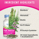 RidgeCrest Herbals Hair ReVive, Nutritional Hair Supplement with Vitamin C, Biotin (6000mcg), Zinc, and Copper, Hair Vitamins for Women to Support Healthy Hair, Skin, and Nails (120 Caps, 30 Servings)