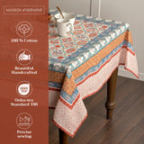 Maison d' Hermine 100% Cotton Table Cover - 60"x90" Rectangle Decorative Tablecloth - Washable Tablecloths for Dining, Home, Farmhouse & Party - Ideal for Thanksgiving & Christmas - Romane Collection