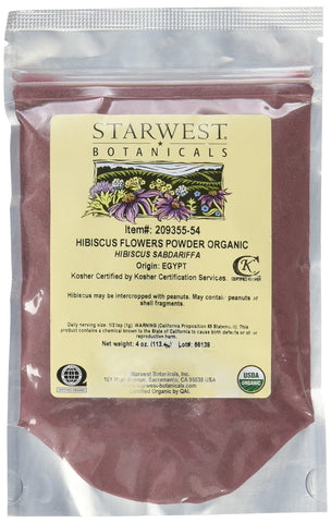 Starwest Botanicals Organic Hibiscus Flower Powder, 4 Ounces