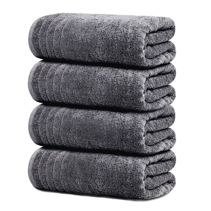 Tens Towels 4 Piece Extra Large Bath Towels 30 x 60 Inches, Dark Grey