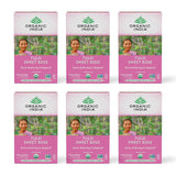 Organic India Tulsi Sweet Rose Herbal Tea - Stress Relieving & Magical, Immune Support, Adaptogen, Vegan, Gluten-Free, USDA Certified Organic, Non-GMO, Caffeine-Free - 18 Infusion Bags, 6 Pack