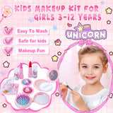 Kids Makeup Kit for Girl, Washable Kids Makeup Set for Girls 5-8, Real Cosmetic Set Pretend Play Makeup for Toddler Girl Toys Christmas & Birthday Gift for Girls 3 4 5 6 7 8 9, Teen