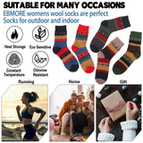 EBMORE Womens Super Thick Christmas Wool Crew Winter Socks 5-Pack Mixed Colors 24cm-28cm(CN);38-46(EU);6.5-10.5(US);5.5-9.5(UK)