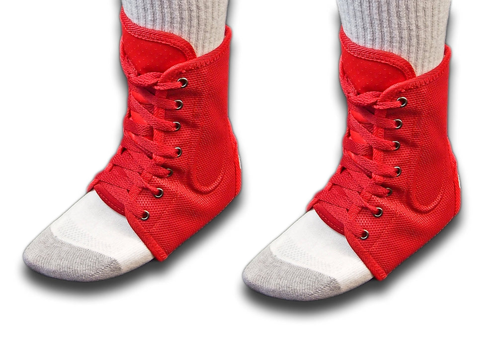 2 Pack! SafeTGard Lace Up Ankle Brace (Red, Small)