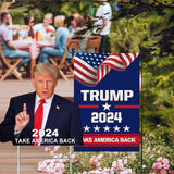 Ouraqto TRUMP 2024 Yard Sign Double Sided 14x14 Inch Yard signs Outdoor Decorative Trump Handheld Signage Trump Merchandise for Garden Lawn(with Flag