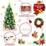 Advent Calendar 2024 Christmas Tree Building Toy Set with LED light, 1066 Pieces Christmas Countdown Calendar, 24 Days Building Block for Kids Adult Creative Gifts for Adults Teens Girls Ages 8+