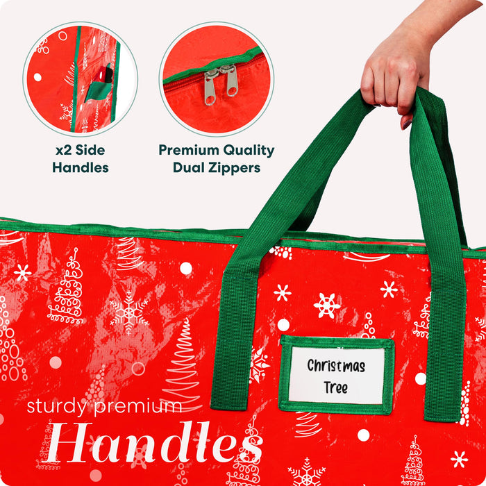 Handy Laundry Christmas Tree Storage Bag - Stores 9 Foot Artificial Xmas Holiday Tree, Durable Waterproof Material, Zippered Bag, Carry Handles. Protects Against Dust, Insects and Moisture.