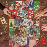 Advent Calendar 2024 Christmas Puzzle for Adults 1000 Pieces, PICKFORU Countdown to Christmas Calendar Vintage Jigsaw Puzzle, Winter Holiday Puzzle