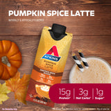 Atkins Pumpkin Spice Latte, 15g Protein, 3g Net Carbs, 1g Sugar, Low Glycemic, Keto Friendly, 12 Count