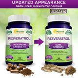 Natural Resveratrol Supplement – 1000mg – 180 Capsules