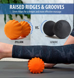 Zyllion Vibrating Peanut Massage Ball - Rechargeable Double Lacrosse Muscle Foam Roller for Physical Therapy, Myofascial Trigger Point Release, Plantar Fasciitis - Orange (ZMA-30)