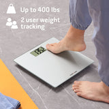 Health o Meter Glass Weight Tracking Digital Scale for Body Weight, Bathroom Scale, 2 Users, Accuracy & Precision, LCD Display, 400 lbs Capacity, Battery Included