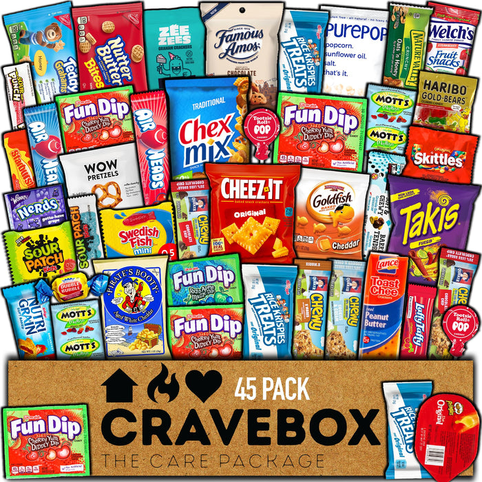 CRAVEBOX Snacks Variety Pack, 45 Count Snack Box Halloween Care Package