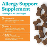 Solid Gold Dog Allergy Chews - Itch Relief with Wild Alaskan Salmon Oil, Colostrum & Beta Glucan - Anti-Itch for Seasonal Allergies - Bacon Flavor - 120 Count