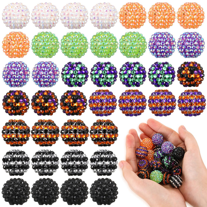 Loetere 40 Pcs 20mm Rhinestone Beads Crystal Round Disco Ball Beads Bulk Chunky Bubblegum Beads Charms for Christmas DIY Pens Making Jewelry Supplies Craft European Style Bracelets (Halloween Color)