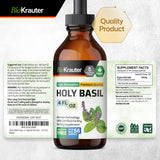 Holy Basil Tincture - Organic Tulsi Powder Liquid Extract - Promotes Calmness and Reduce Stress - Ursolic Acid Supplement - Alcohol and Sugar Free Holy Basil Extract - Vegan Drops 4 Fl.Oz.