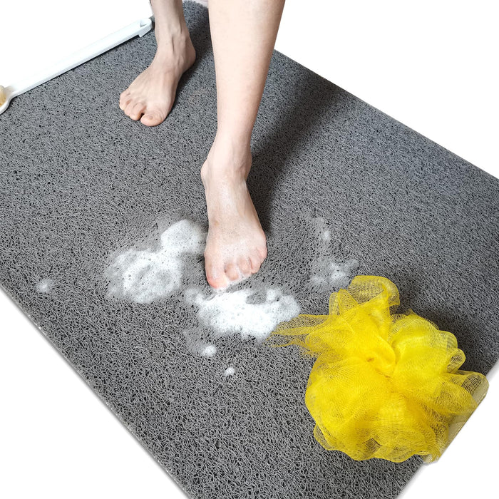 Shower Mats Non Slip for Elderly, 24x47’’Extra Lager Loofah Non Slip Shower Mat, Loofah Bath Mats for Shower, Non Slip Bath/Shower Mat for Elderly-Grey