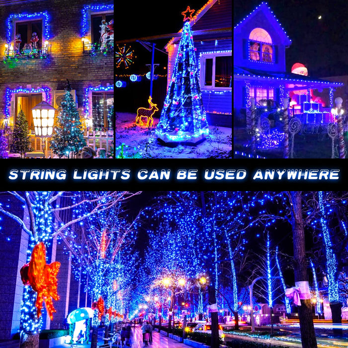 JMEXSUSS 2 Pack Blue Solar Christmas Lights, Total 400 LED 151FT Solar String Lights Outdoor Waterproof, 8 Modes Blue Christmas Lights for Outside Garden Party Patio Christmas Tree Decorations