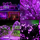 Twinkle Star 300 LED Halloween Fairy String Lights, 99 FT Outdoor Light Plug in with 8 Lighting Mode, Waterproof Black Wire Mini Lights Christmas Holiday Wedding Party Patio Tree Decorations (Purple)