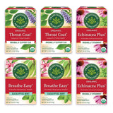 Traditional Medicinals Tea, Organic Seasonal Care Variety Pack, Throat Coat Tea, Echinacea Tea, Breathe Easy Tea with Eucalyptus to Support Respiratory Health, 96 Tea Bags, (6 Pack)