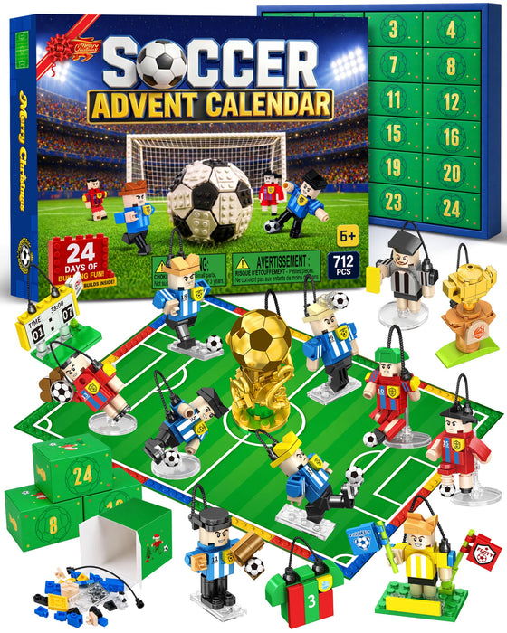 Soccer Advent Calendar 2026 for Kids Boys, 24-Day Building Countdown Gifts