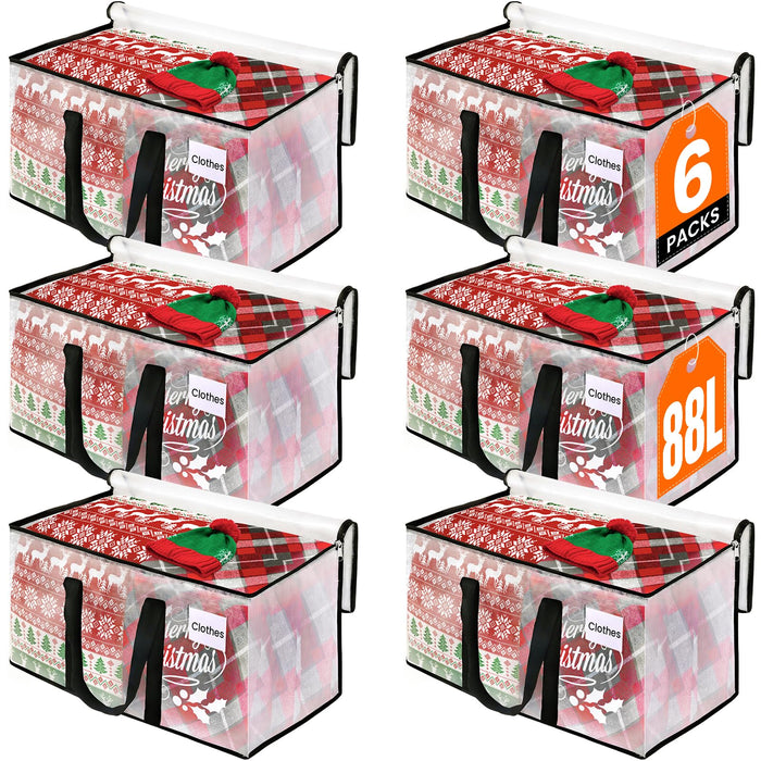 RoomHacks Moving Bags, Heavy Duty Large Storage Bags, 88L, 6 Pack, Clear