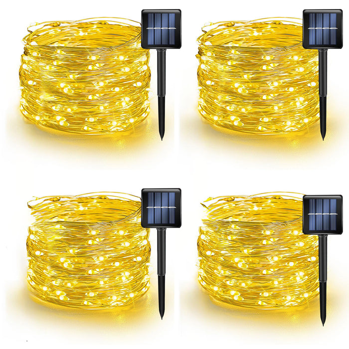 TW SHINE Warm White Solar String Lights Outdoor, Total 160 FT 480 LED Solar Powered Waterproof Fairy Lights 8 Modes Copper Wire Lights for Christmas Party Tree Wedding Yard Decorations, 4 Pack