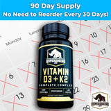 Best Value Max Strength 10,000 iu Vitamin D3 and 1500 mcg Vitamin K2 Supplements 1 Bottle Pk D3K2 Vitamins and Supplements for Health. D3-K2 MK4 Capsules, Best K2D3 Vitamin for Immune System.