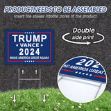 Trump JD Vance 2024 Yard Sign,17×11.8 Inch Take America Great Again Yard Signs With H Stake Double Sided For President Donald Trump Republican Conservative Blue